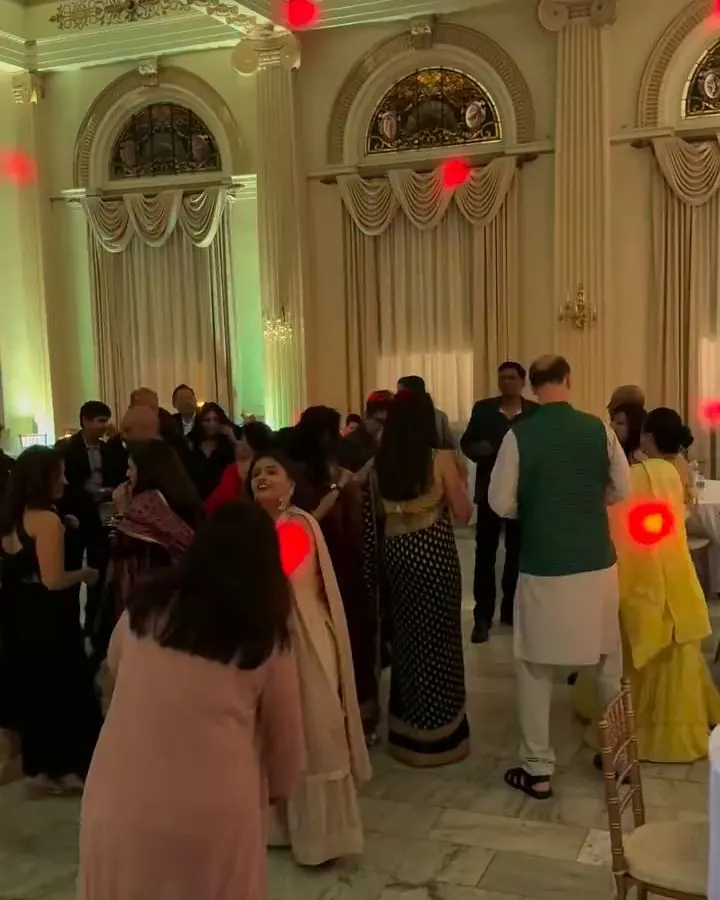 Ballroom washed in colored uplighting